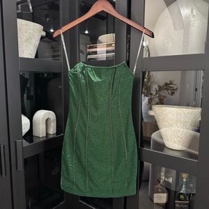 Fashion Nova Corset Sparkling Green Mini Dress